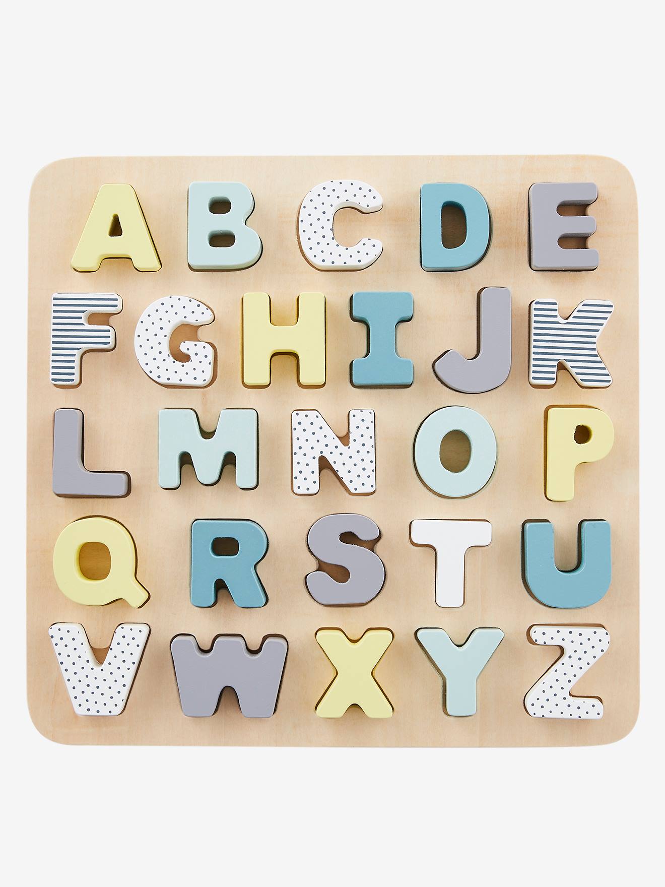 Puzzle lettres à encastrer en bois multicolore
