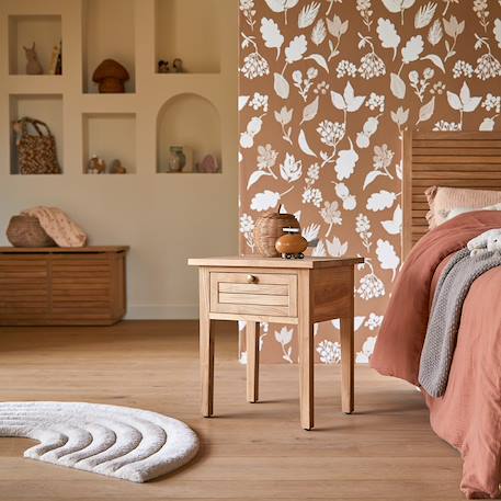 Tikamoon - Chevet Enfant En Bois De Teck Suzette Marron Clair
