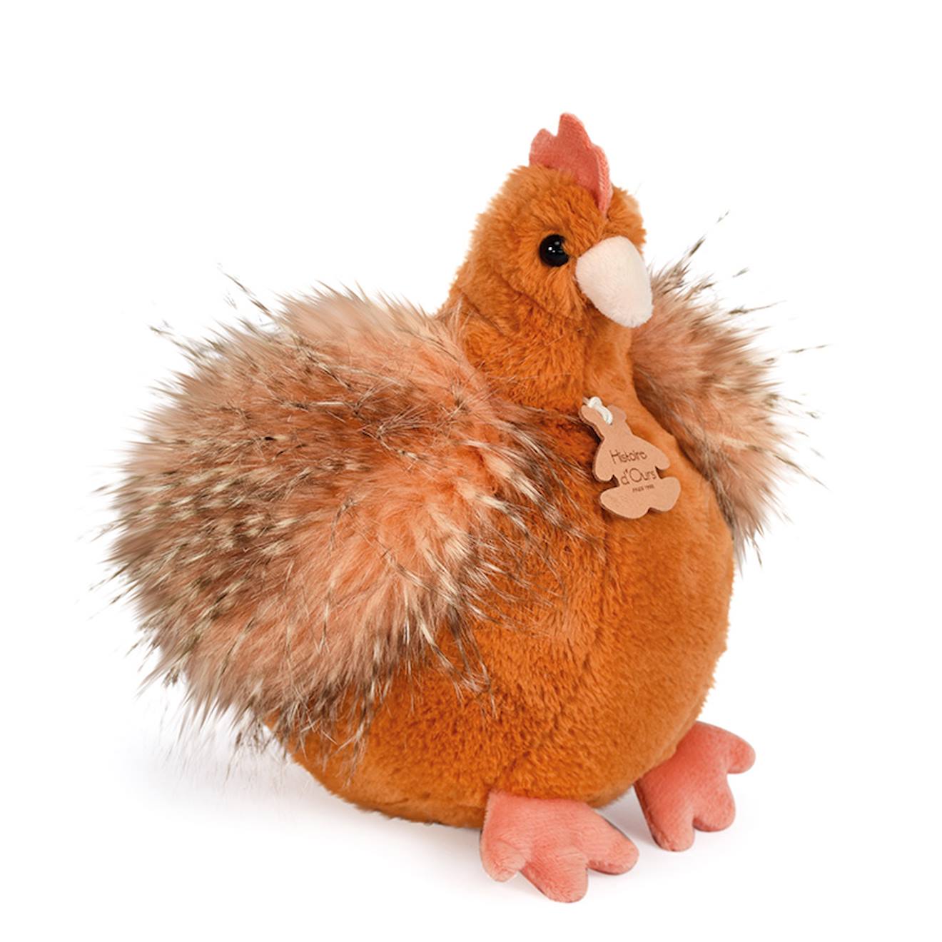 Peluche Poule Poulette Rousse 20 Cm Orange