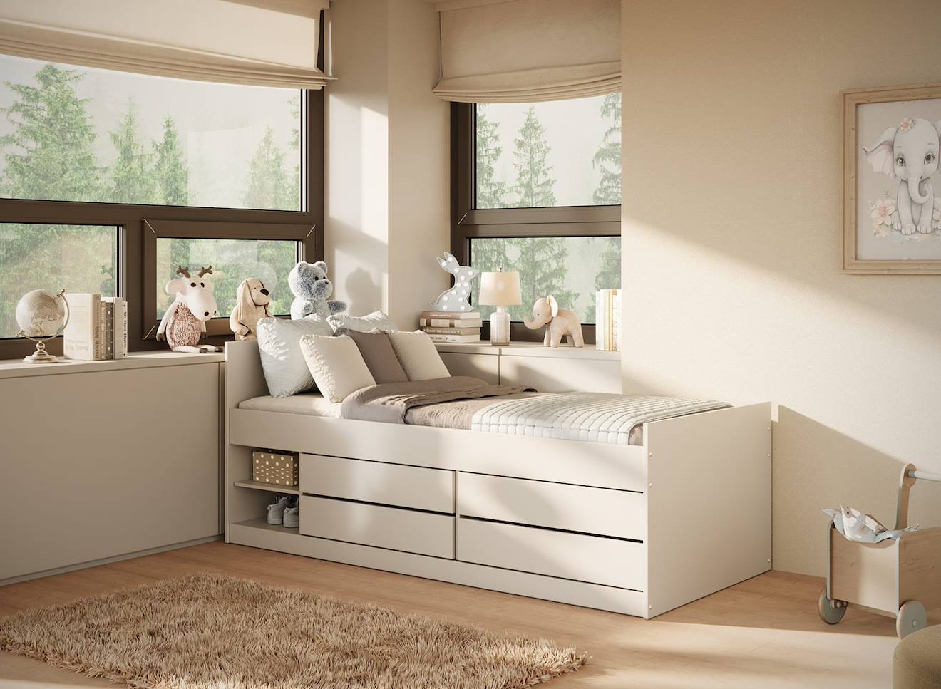 Lit Enfant Avec Rangement Diego Blanc