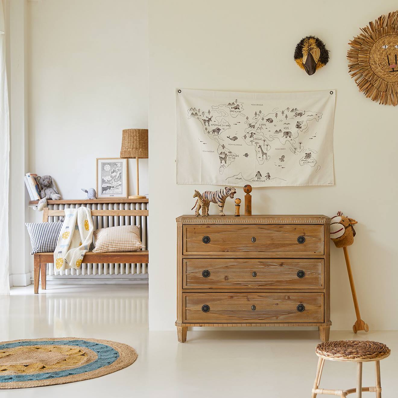 Commode Enfant En Bois De Pin Massif Recyclé 3 Tiroirs Emily Naturel