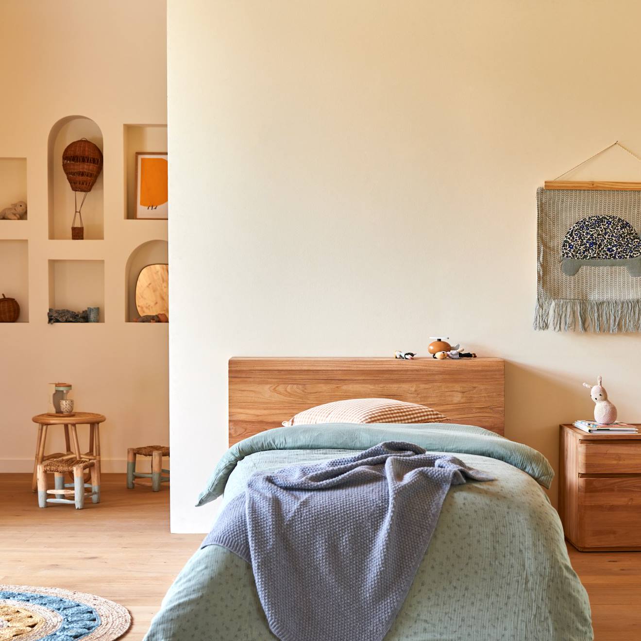 Tête De Lit Enfant Avec Rangements En Bois De Teck 120 Bertie Naturel