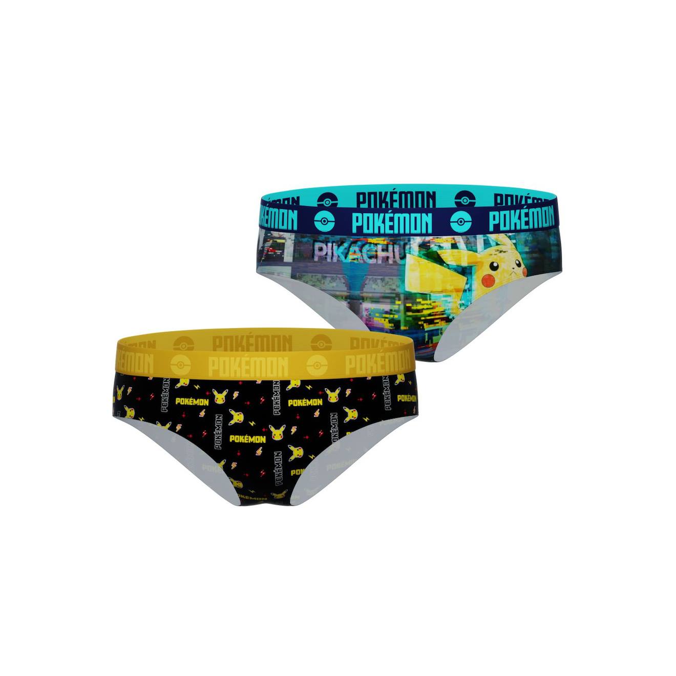 Lot De 2 Culottes Pokemon Noir/jaune/turquoise