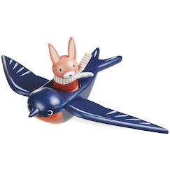 Jouet-Jeux d'imagination-Hirondelle et son ami lapin en bois