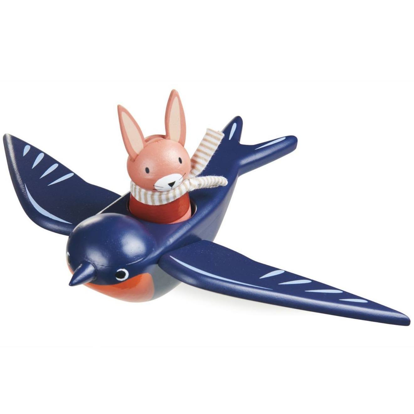 Hirondelle Et Son Ami Lapin Bleu, Rouge, Rose