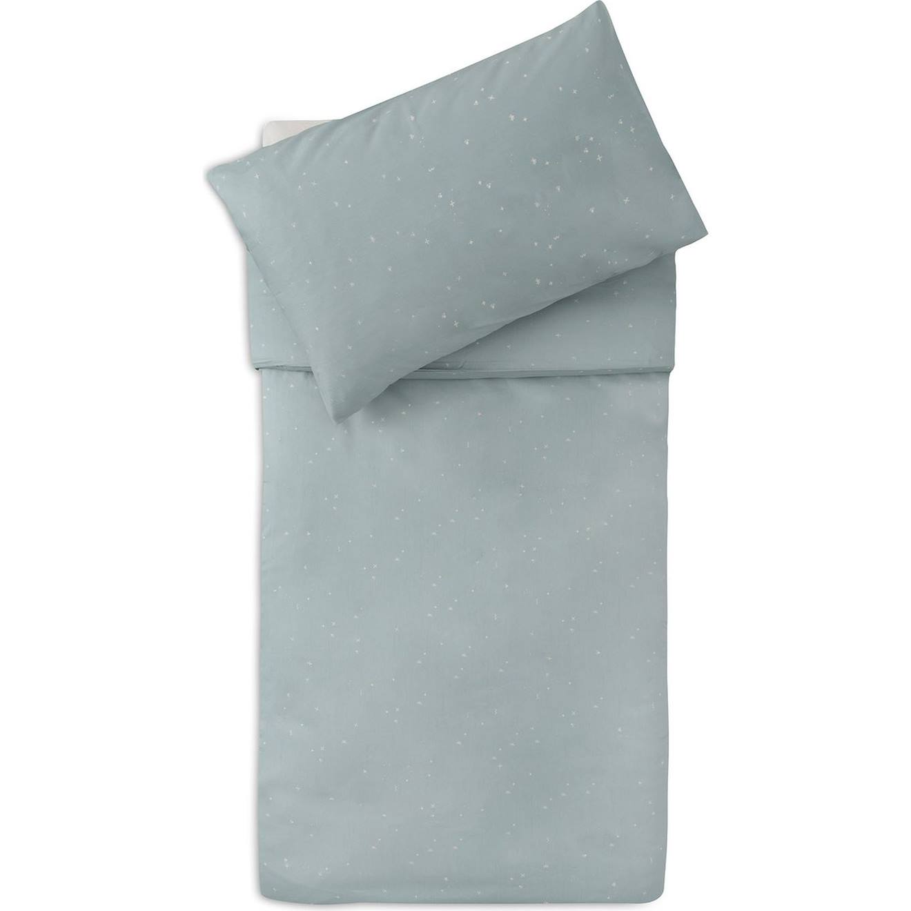 Housse De Couette + Taie D'oreiller Bleu, Blanc