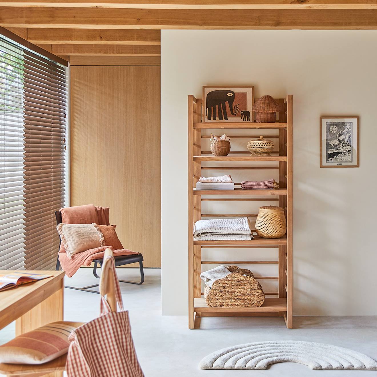 Bibliothèque Enfant En Bois De Teck 80x180 Sera Naturel