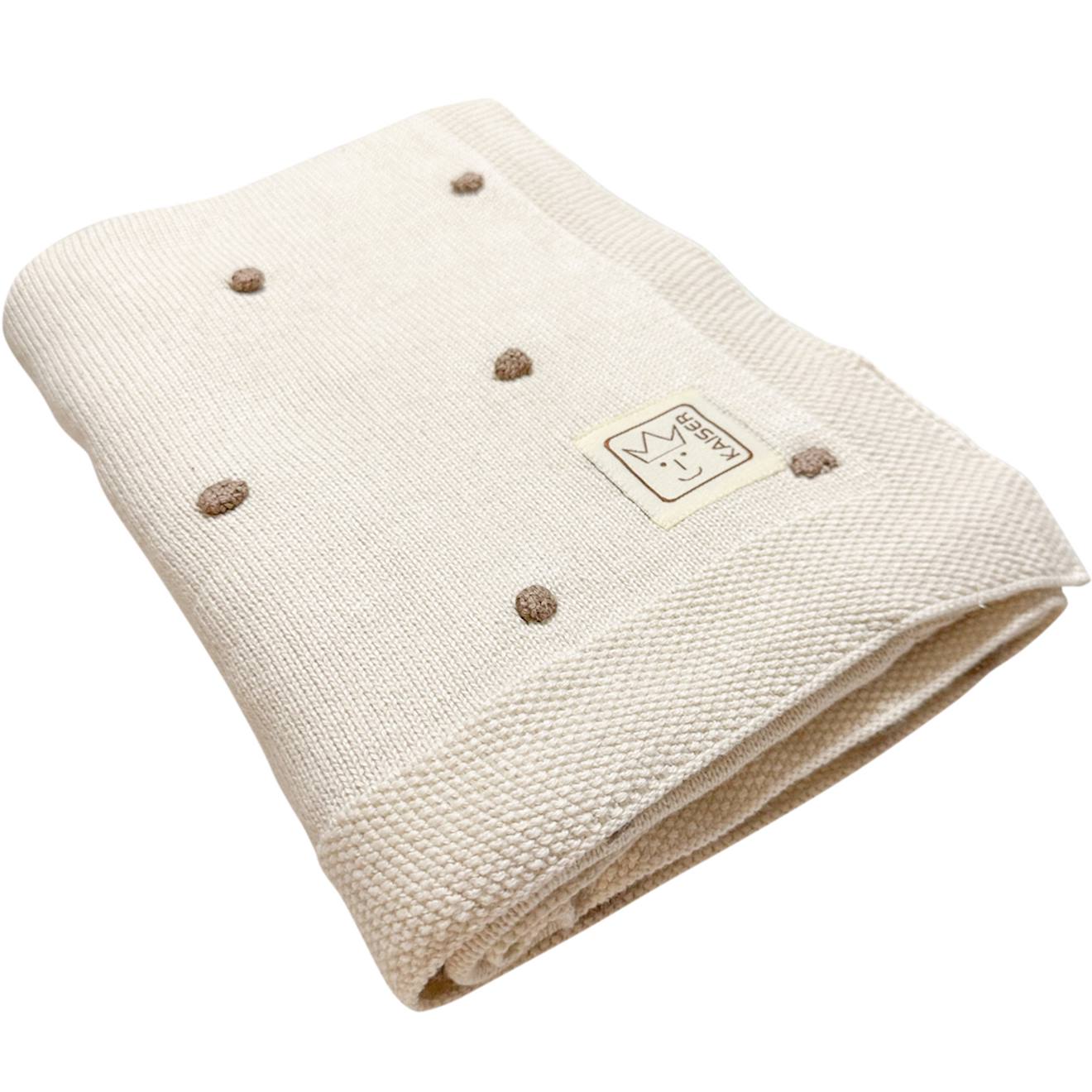 Couverture En Tricot Et Coton Bio Crème, Marron (Kaiser) - Couverture
