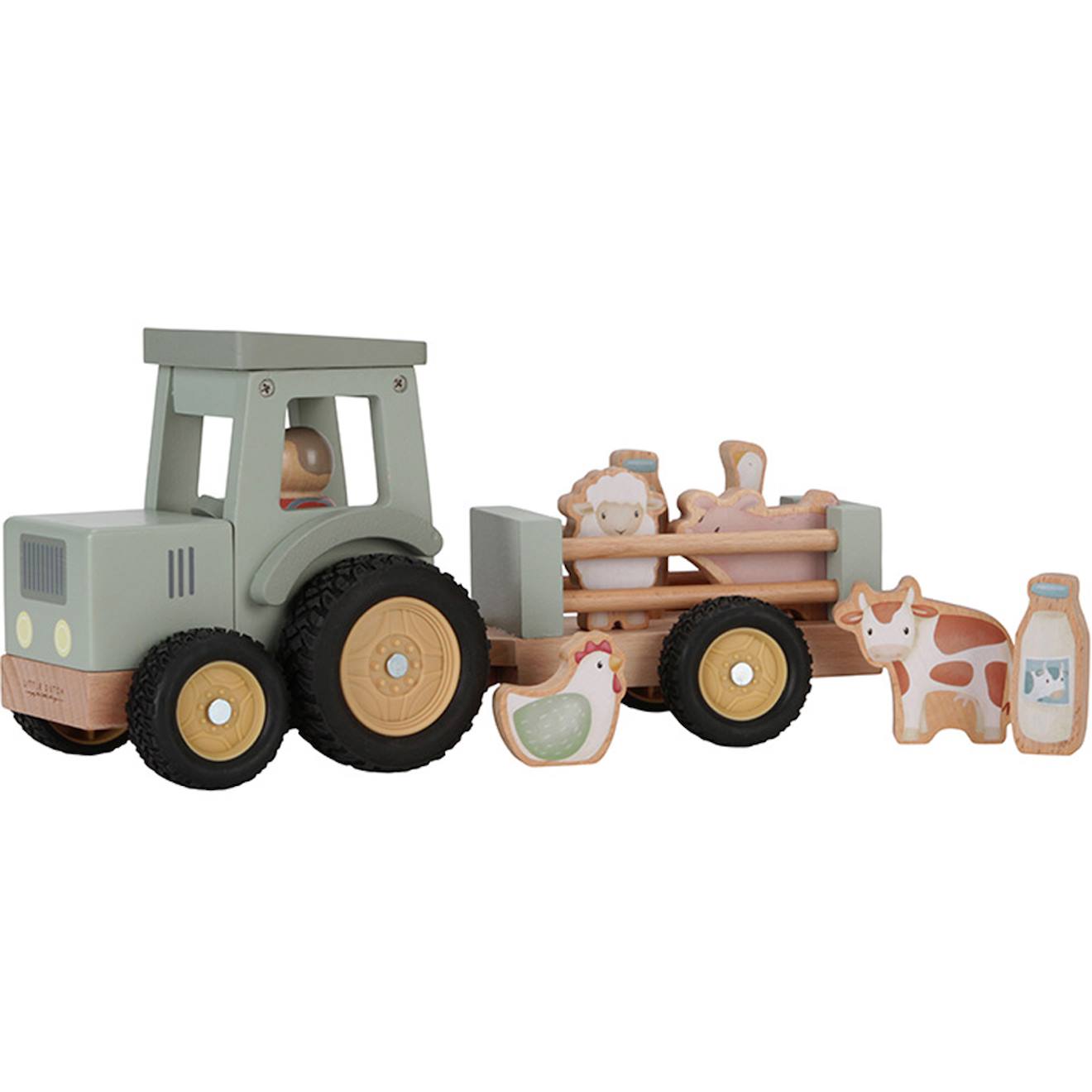 Tracteur Avec Remorque En Bois Little Farm Multicolore Tracteur Avec Remorque En Bois Little Farm Multicolore