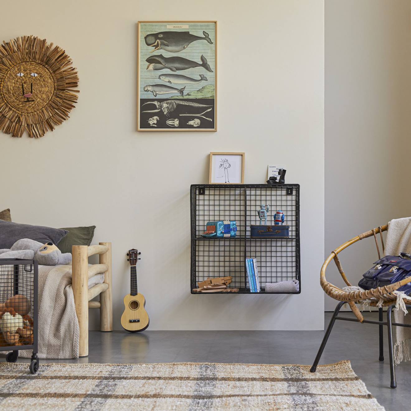 Chevet Enfant En Métal 4 Niches 65 Sona Noir