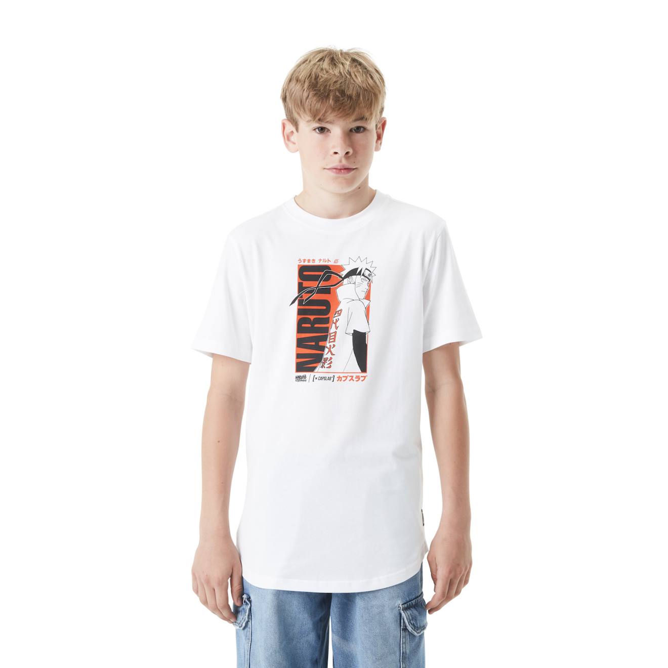 T-shirt En Coton Confort Avec Print Naruto Shippuden Naruto Blanc/orange/noir