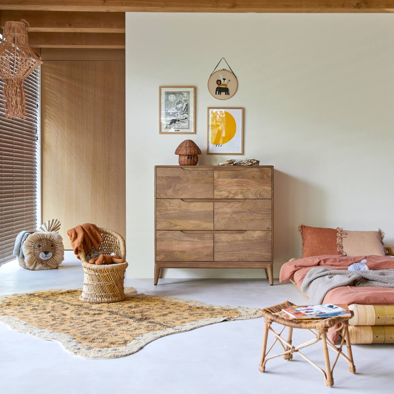 Commode Enfant En Bois De Manguier Massif Gabrielle Marron