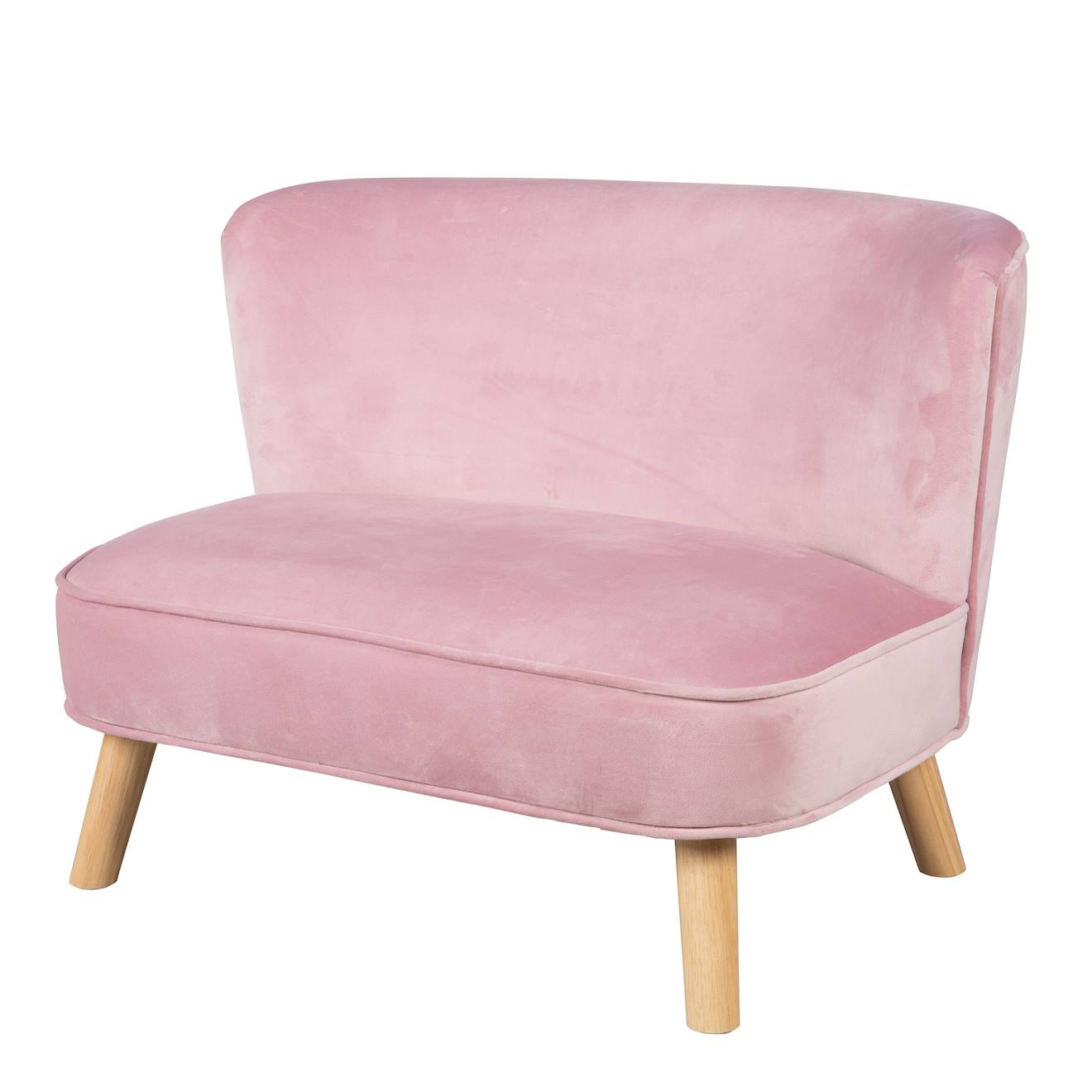 Canapé Enfant En Velours Et Bois Massif - Rembourré En Mousse - Lil Sofa Rose Pastel
