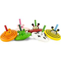 Jouet-Lot de 6 toupies animaux