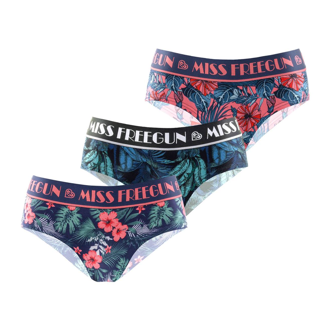 Lot De 3 Culottes Tropical Flower Rouge/rose/vert/bleu