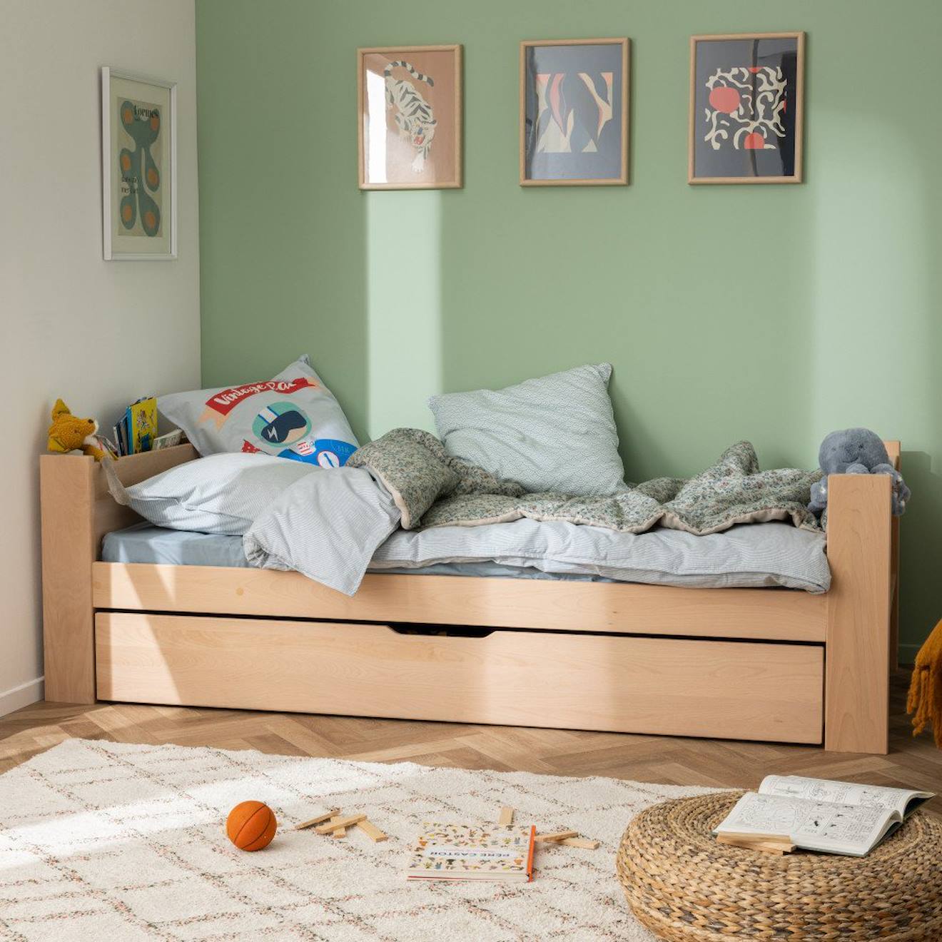 Lit Enfant Avec Lit Gigogne Bois Massif Hêtre Naturel Arsène Bois Naturel