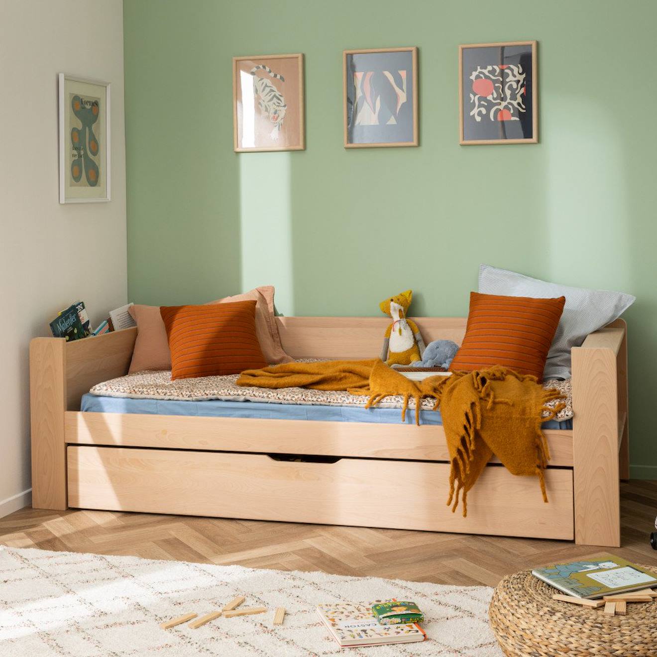 Lit Banquette Avec Lit Gigogne Bois Massif Hêtre Naturel Arsène Bois Naturel