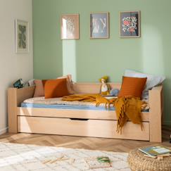 Chambre et rangement-Lit banquette avec lit gigogne bois massif hêtre naturel  arsène