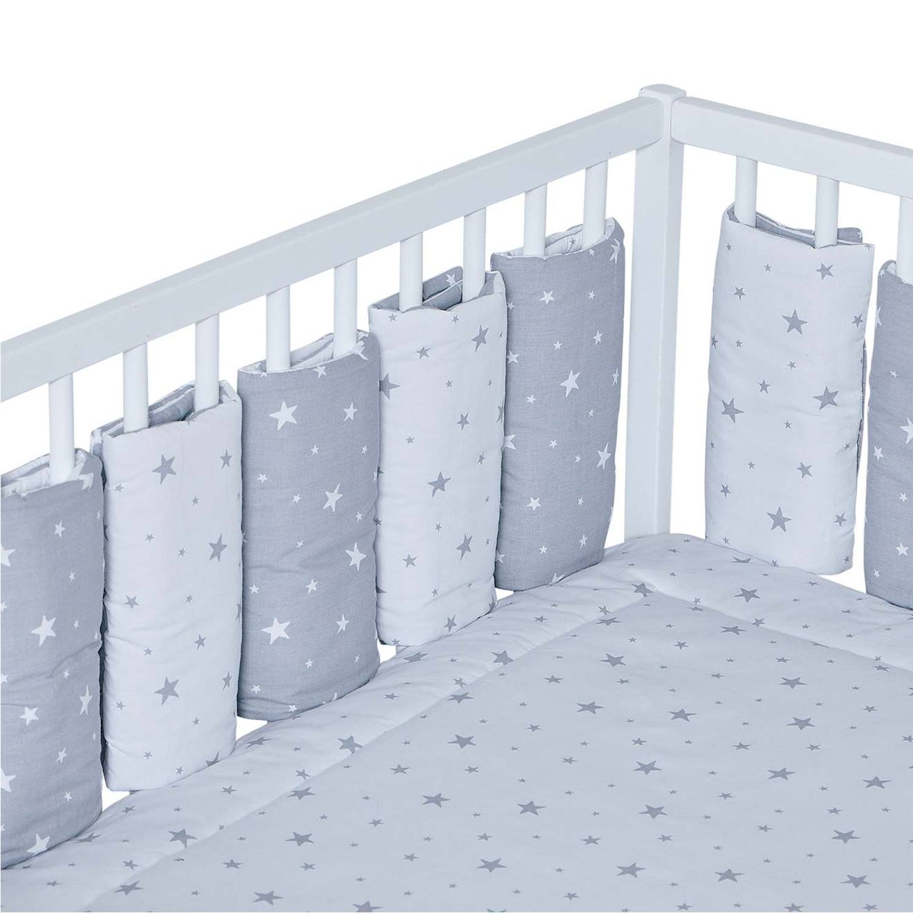 Tour De Lit Modulable Et Réversible Stella Stella, Imprimé Étoiles Blanc,