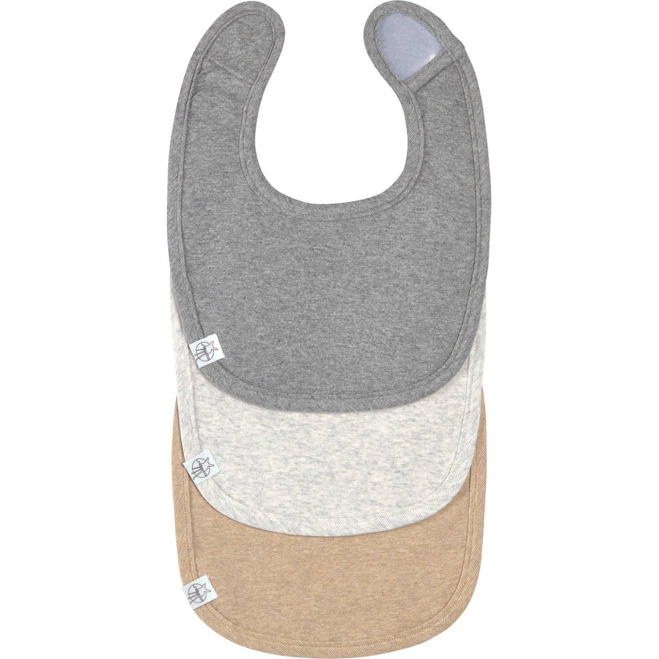 Lot De 3 Bavoirs Naissance Gris Foncé-gris Clair-nature Mélange Gris, Marron