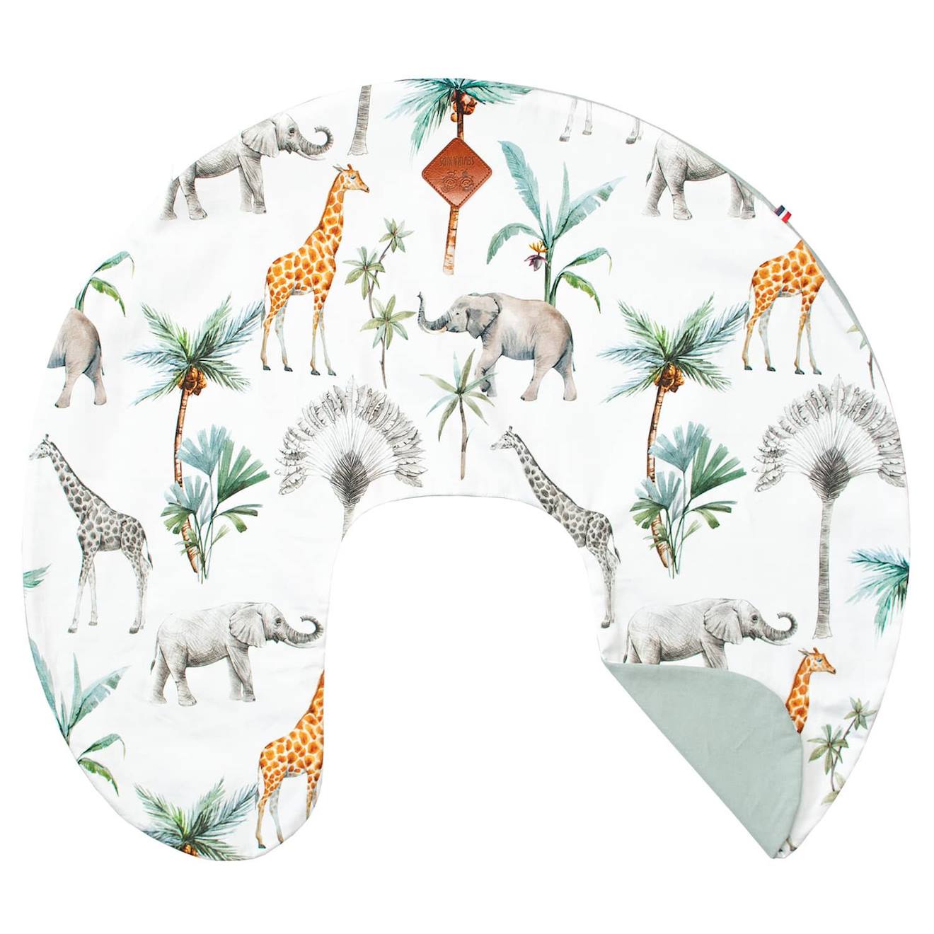 Housse Pour Coussin D'allaitement Ergonomique Safari Safari, Vert, Gris, Blanc