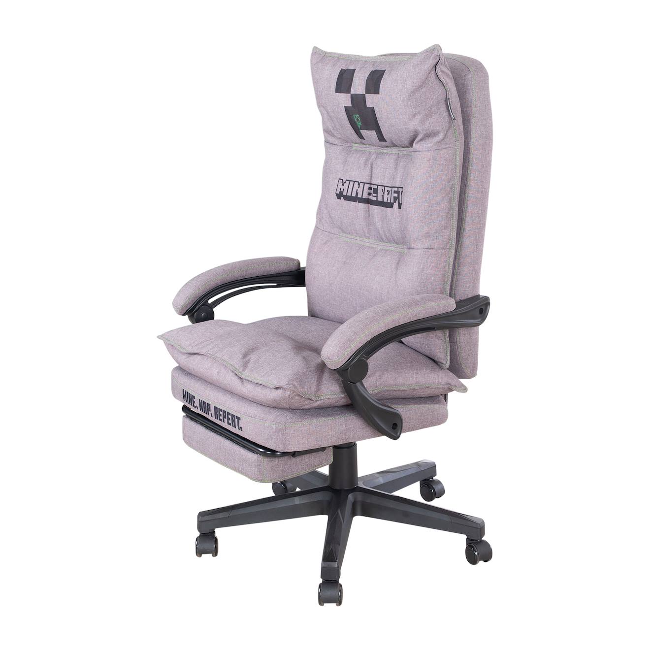 Chaise Gaming Minecraft – Rotation 360°, Hauteur Ajustable & Confort Ergonomique Gris Et Noir