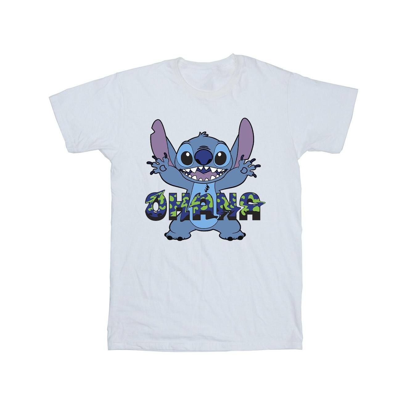 T-shirt Coton Disney Ohana Lilo & Stitch Blanc