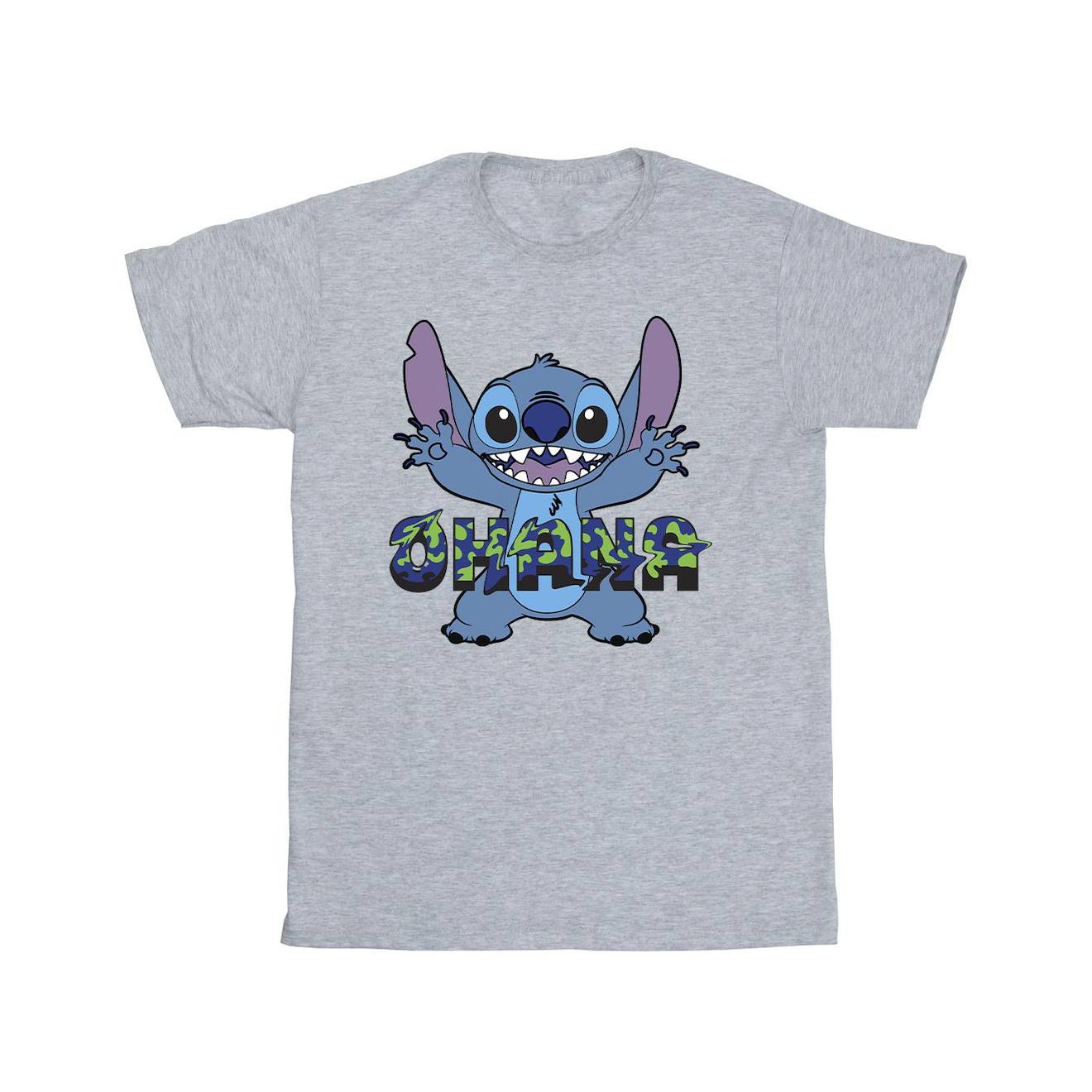 T-shirt Coton Disney Ohana Gris Chiné