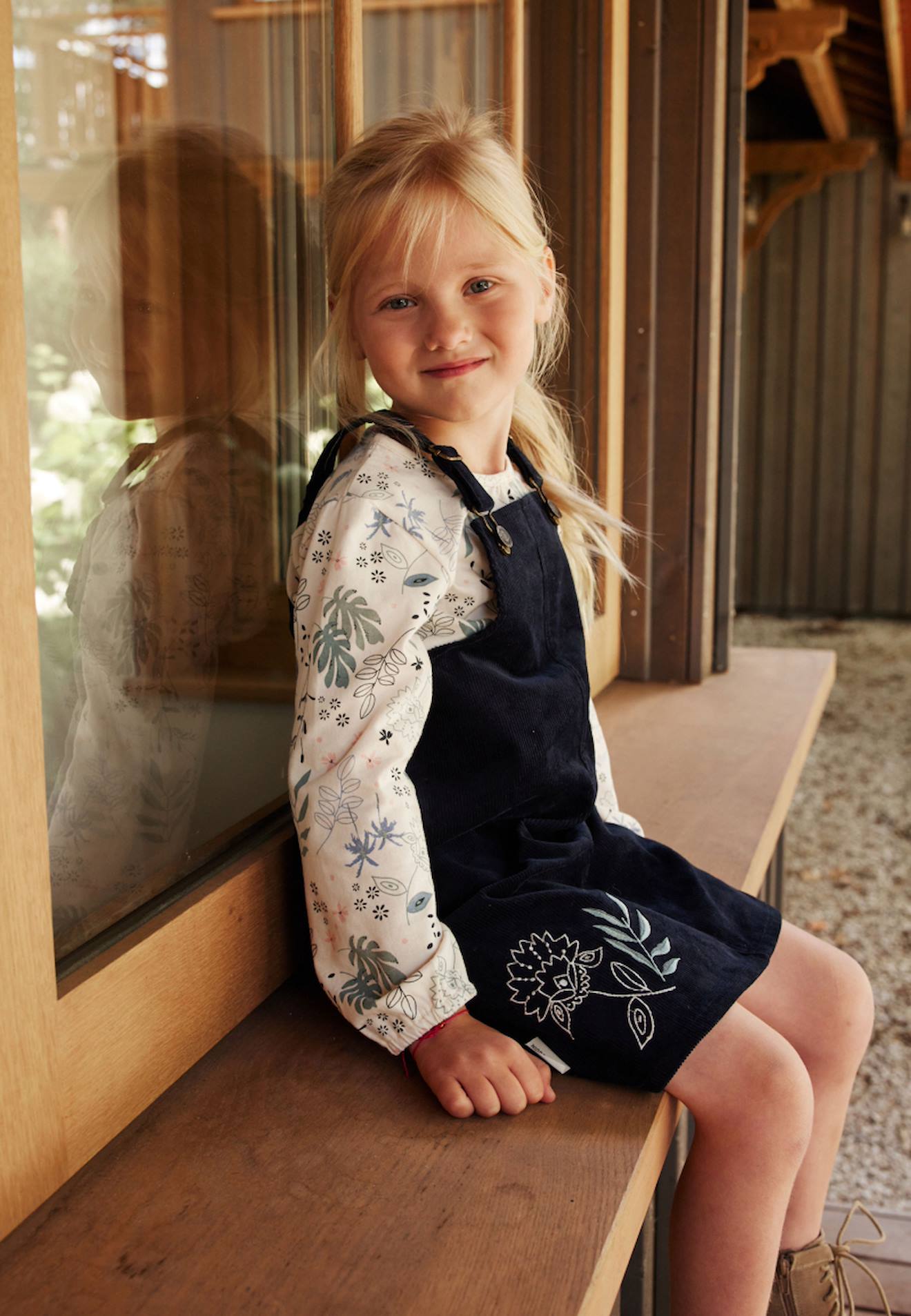 Robe Enfant En Velours Côtelé Belle De Nuit Bleu