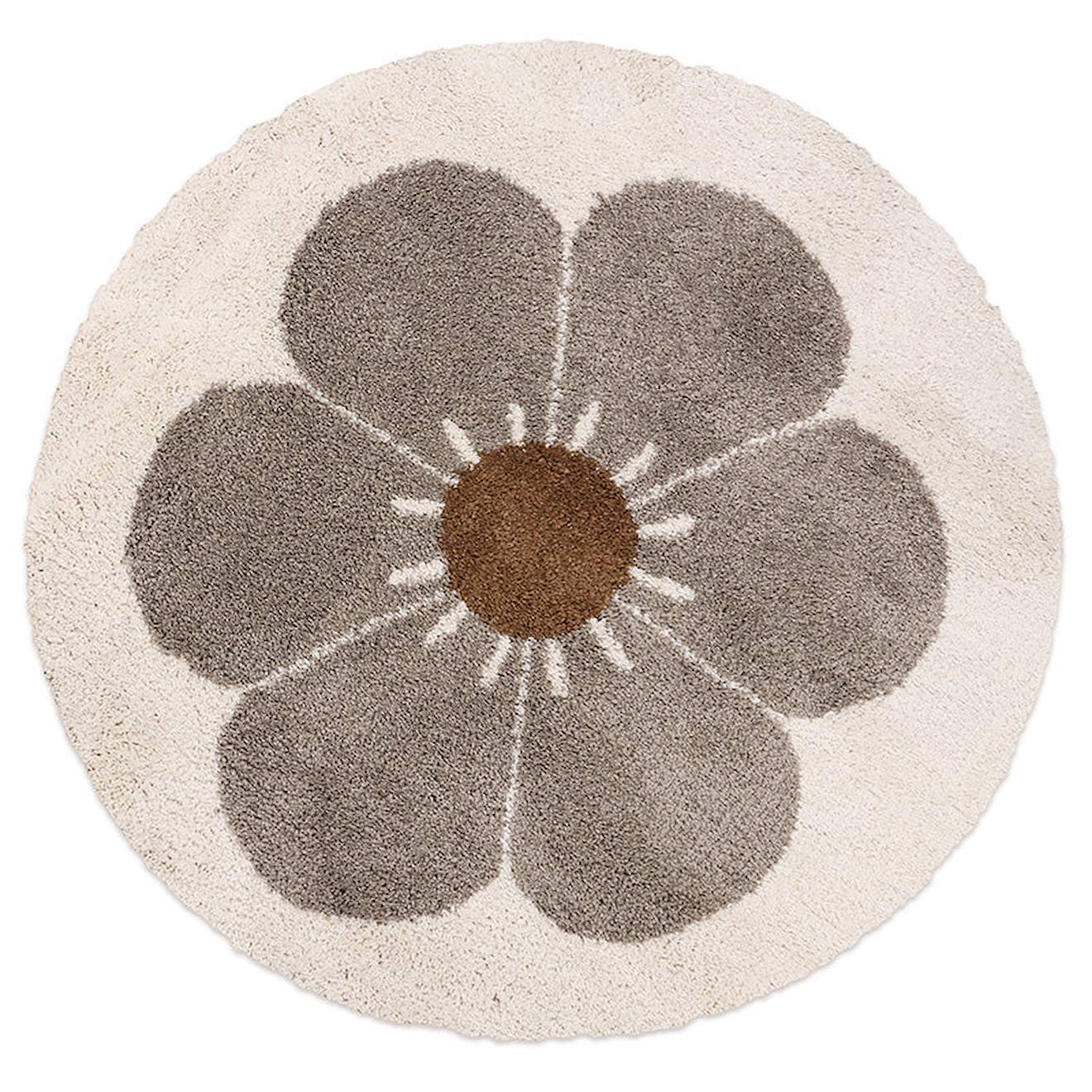 Tapis Chambre Enfant Rond Bohemian Daisy Gris