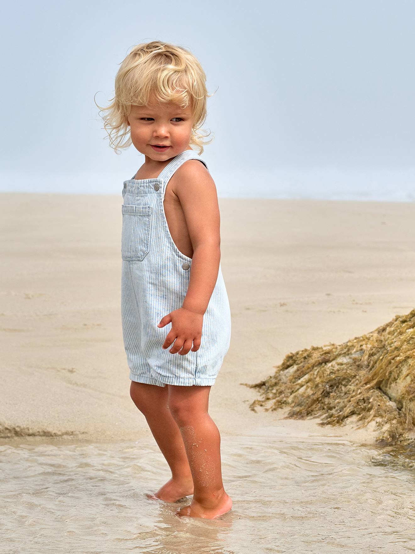 Combishort rayé bébé rayé bleu