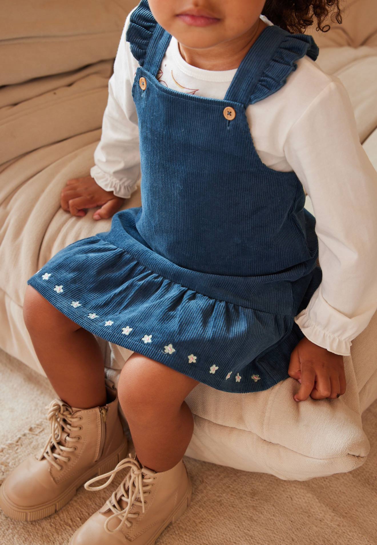 Robe Bébé En Velours Côtelé Népal Bleu