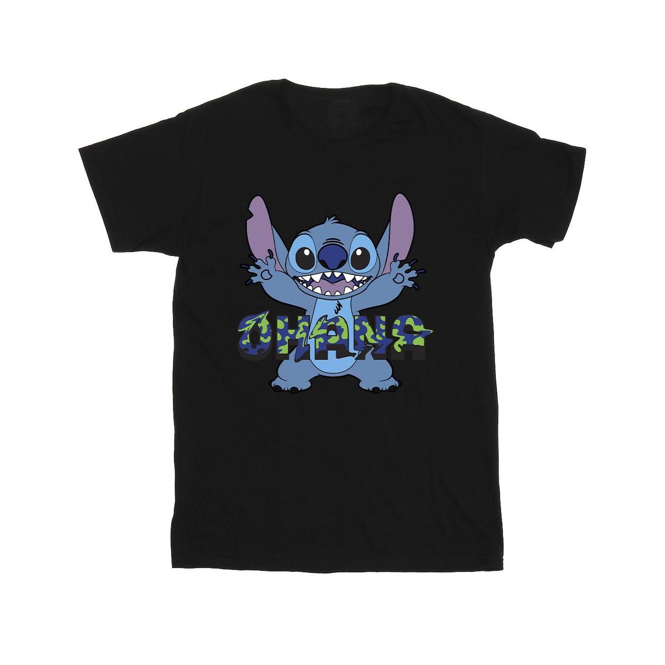 T-shirt Coton Disney Ohana Noir