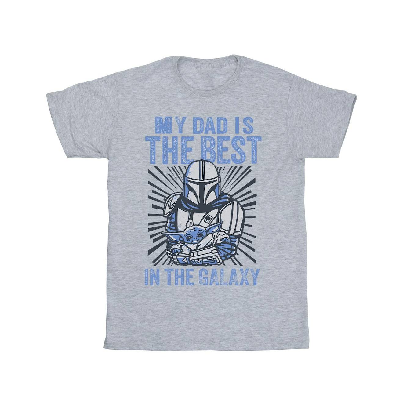 T-shirt Mandalorian Coton Star Wars Mandalorian Best Dad Gris Chiné