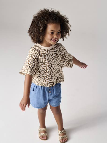 Fille-Short fille en denim léger facile à enfiler