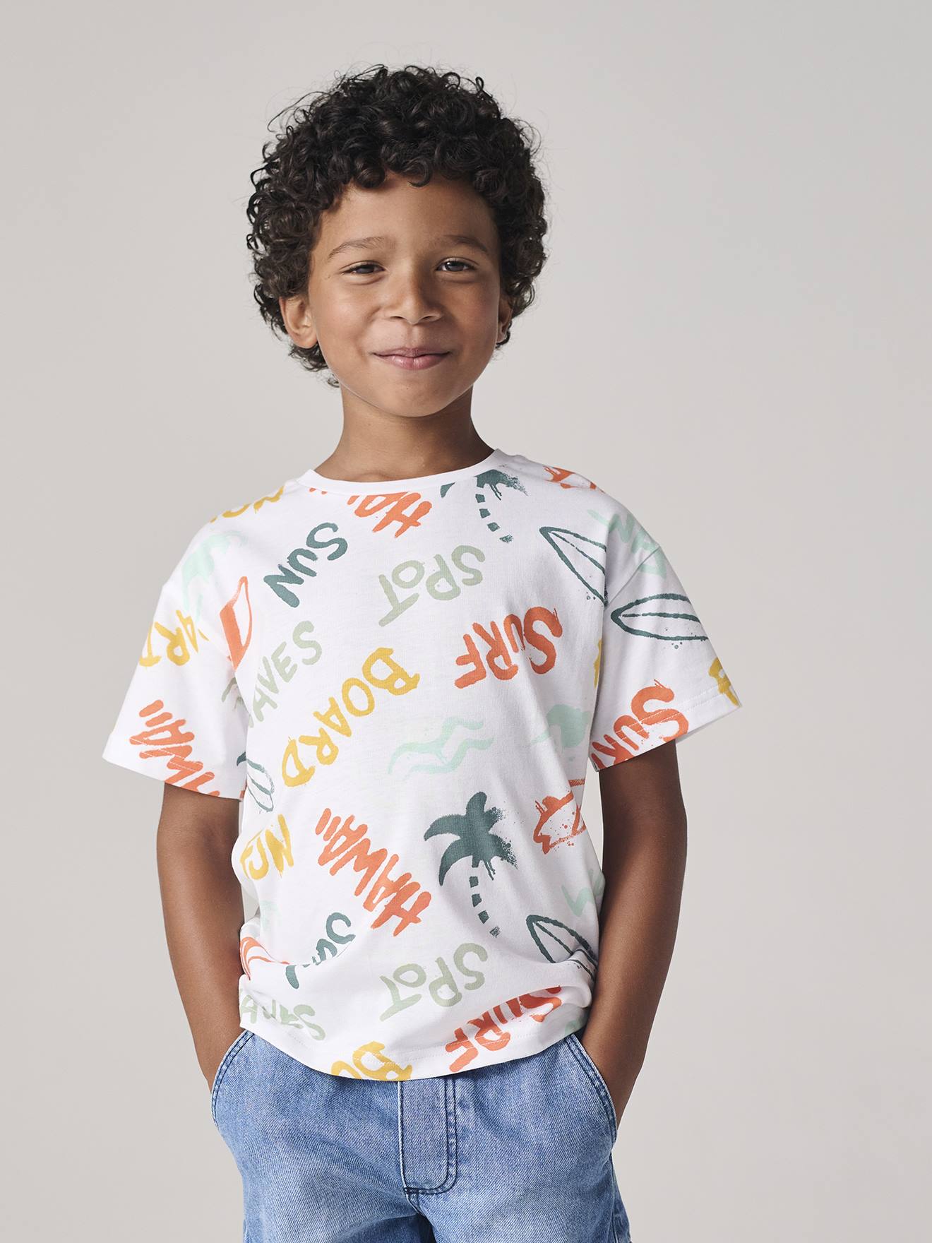 Tee-shirt motifs graphiques vacances garçon multicolore