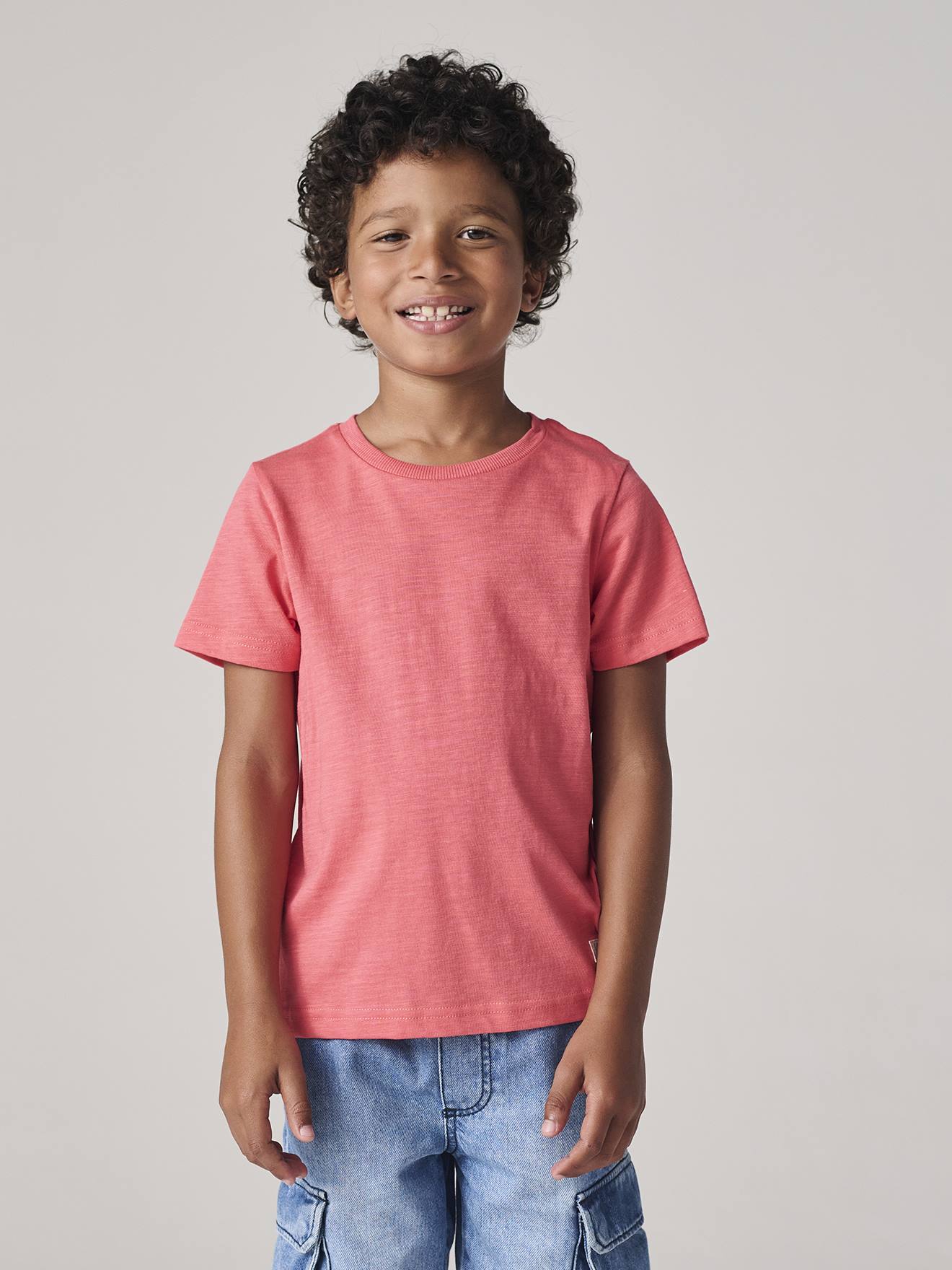 T-shirt personnalisable garçon manches courtes corail