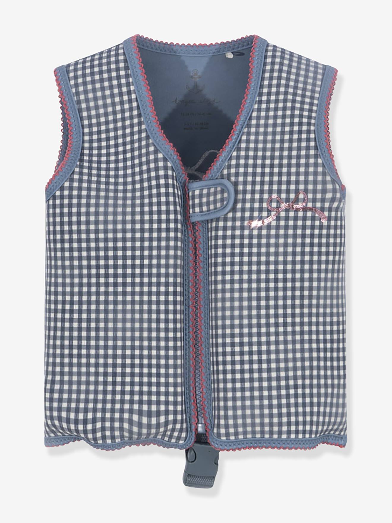 Gilet de natation vichy bleu carreaux bleu