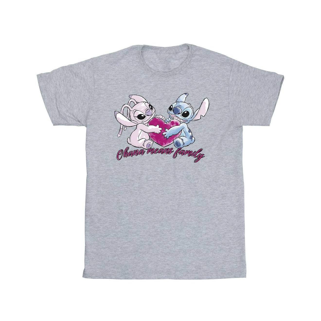 T-shirt Ohana Coton Disney Gris Chiné