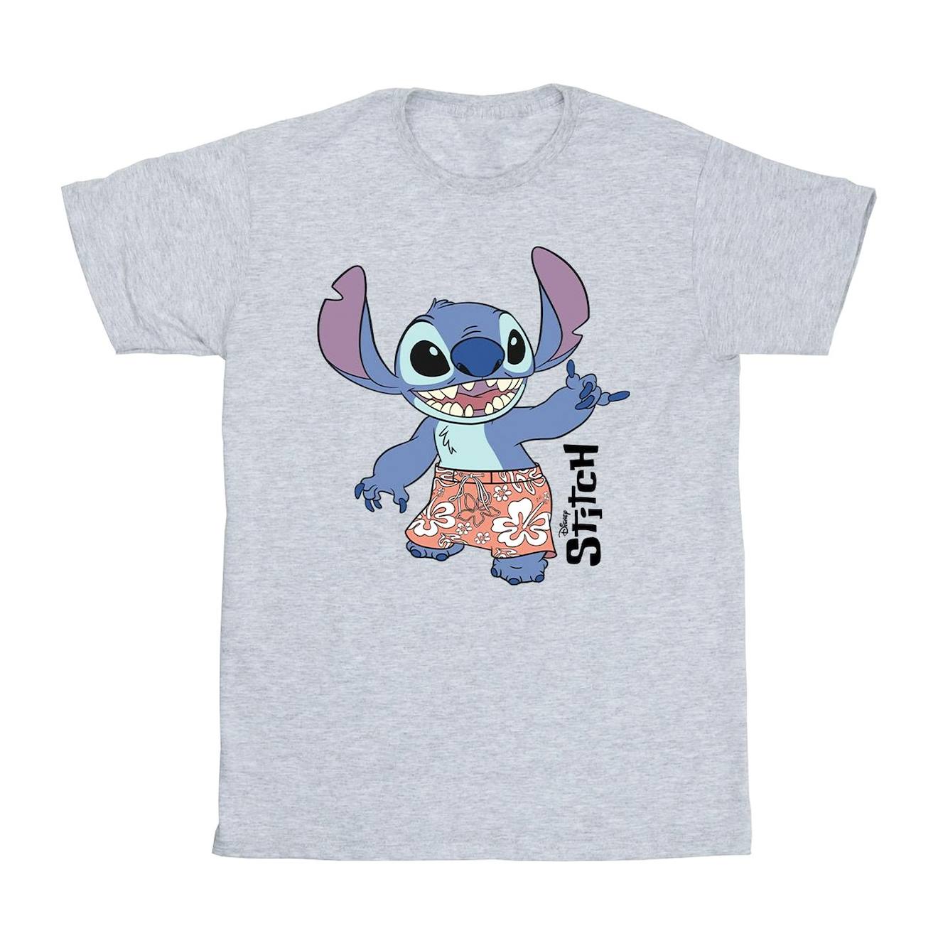 T-shirt Coton Disney Stitch Gris Chiné