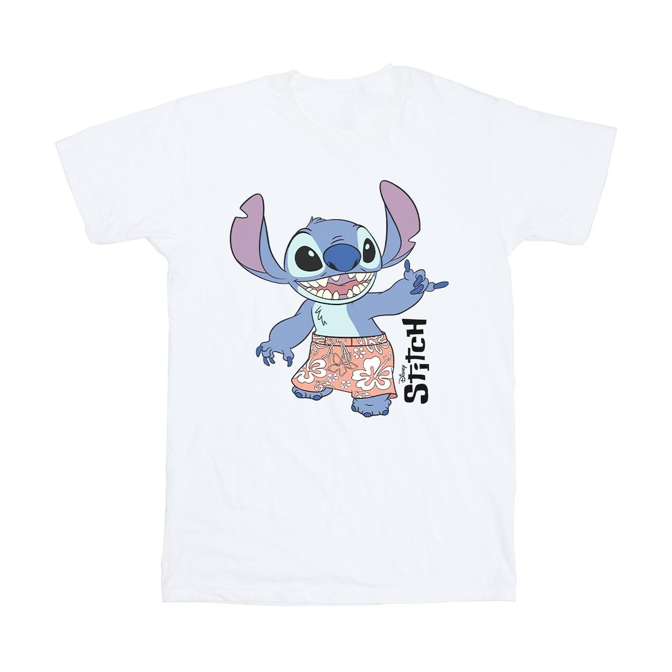 T-shirt Coton Disney Stitch Blanc