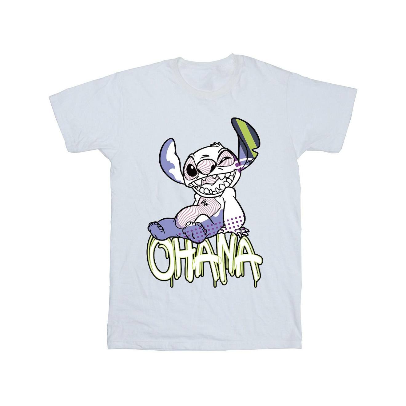 T-shirt Ohana Coton Disney Stitch Blanc