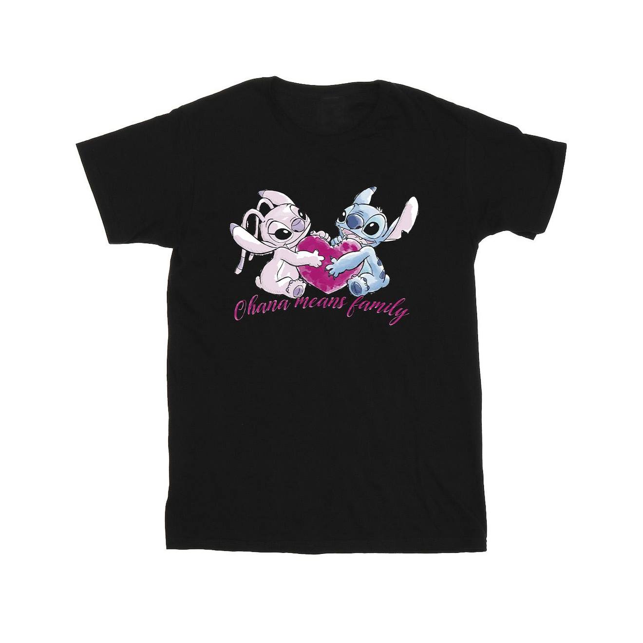 T-shirt Ohana Coton Disney Lilo & Stitch Noir