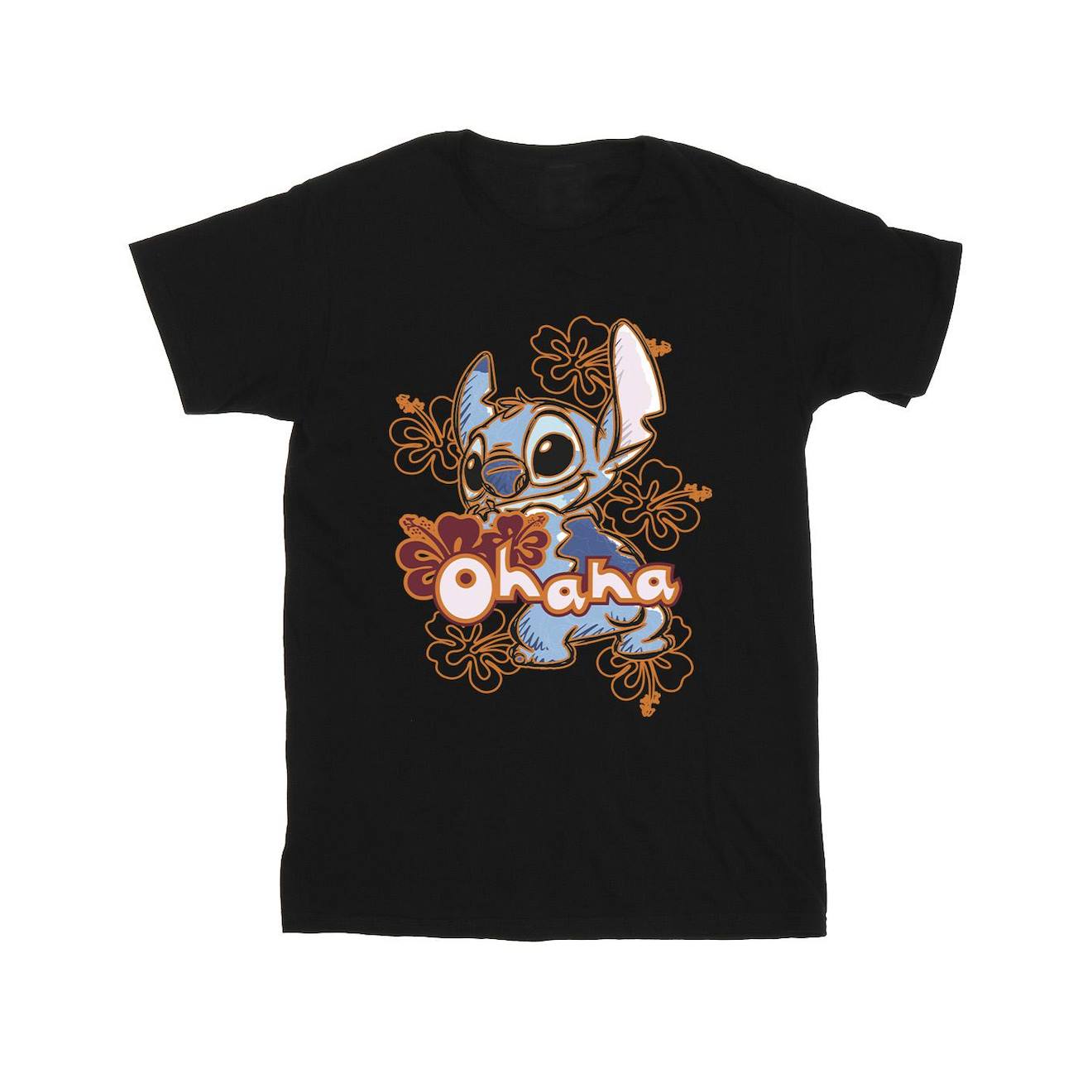 T-shirt Coton Disney Ohana Noir