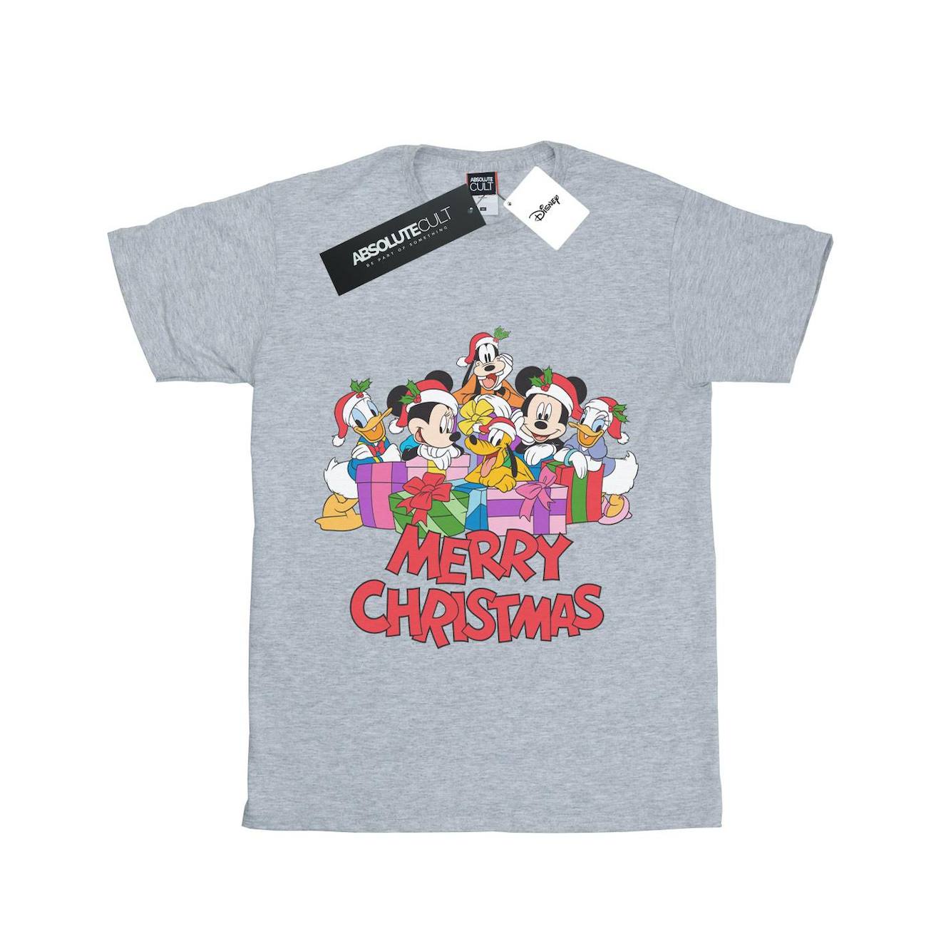 T-shirt Coton Disney Mickey Mouse And Friends Christmas Gris Chiné