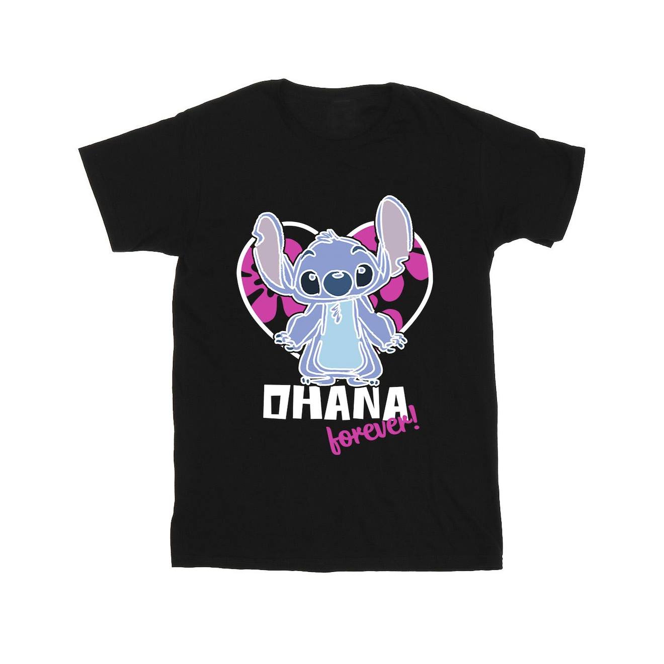 T-shirt Ohana Forever Coton Disney Noir
