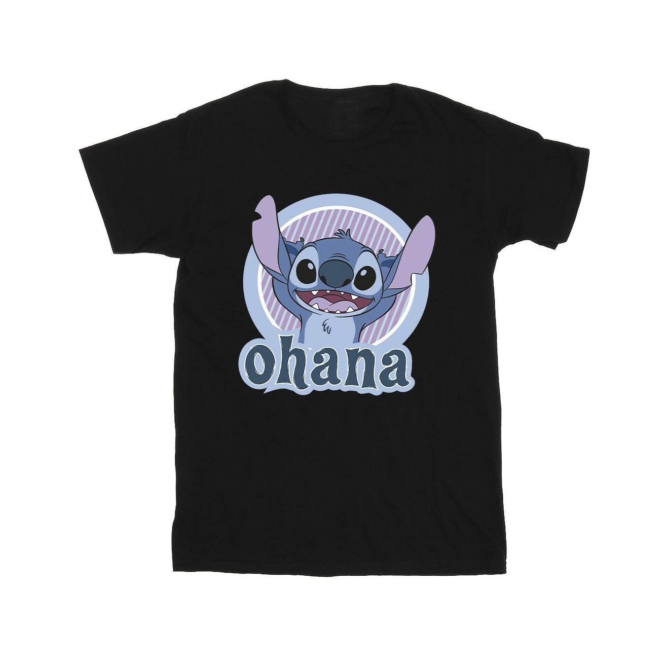 T-shirt Coton Disney Ohana Stitch Noir