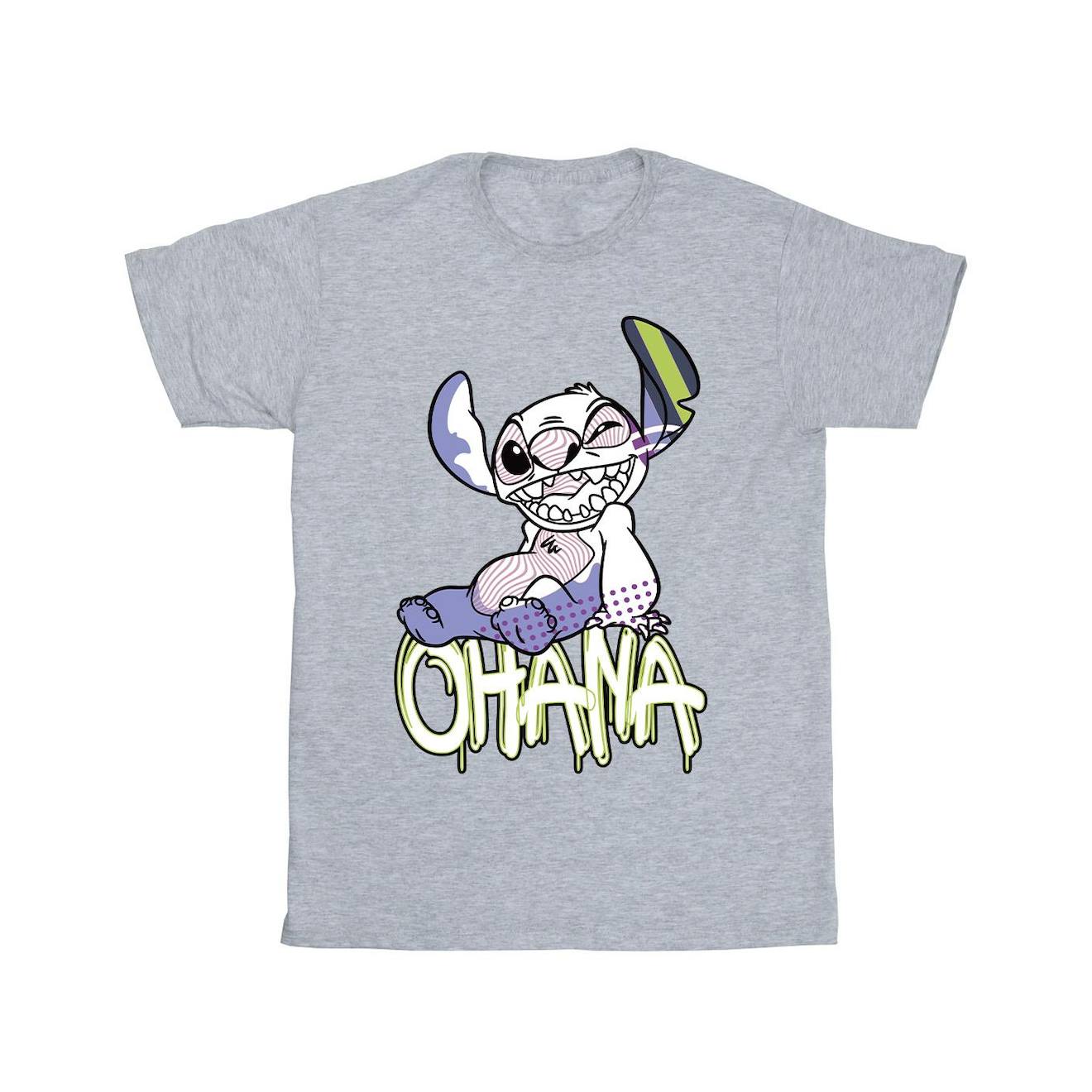 T-shirt Ohana Coton Disney Gris Chiné