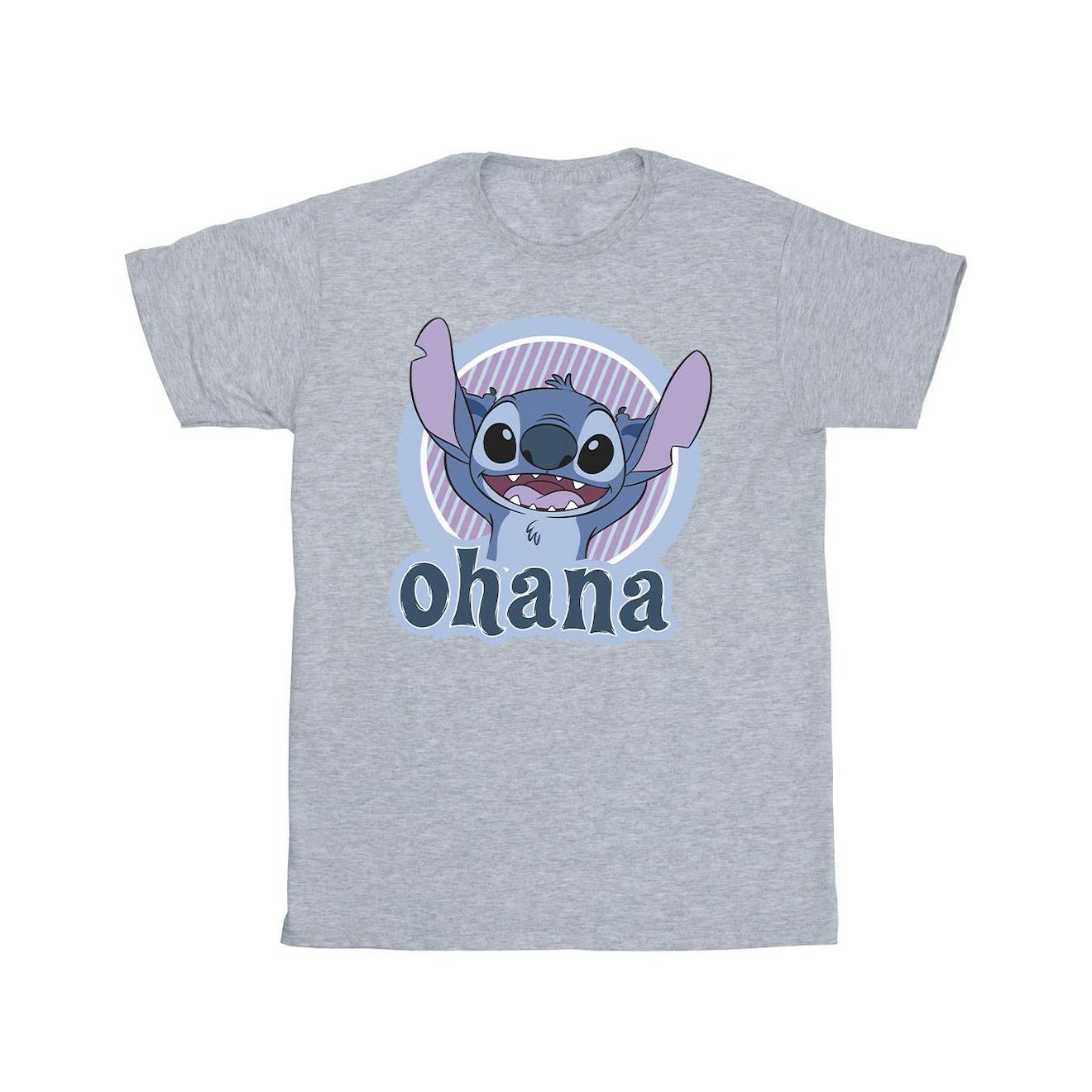 T-shirt Coton Disney Ohana Gris Chiné