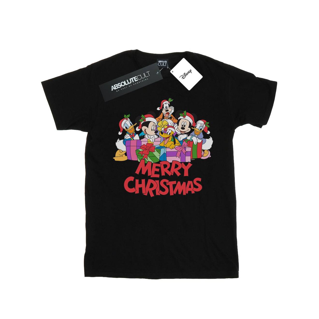 T-shirt Coton Disney Mickey Mouse And Friends Christmas Noir